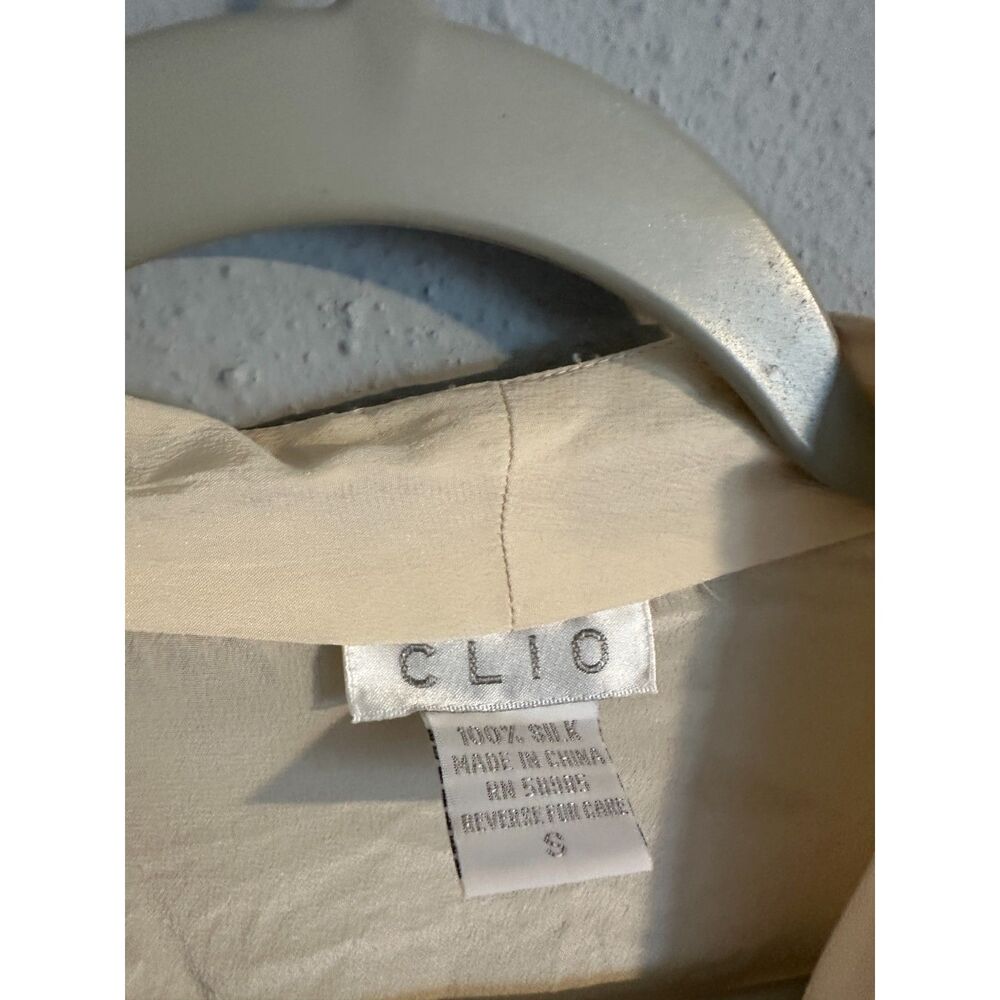 Vintage Clio 100% Silk Ivory Blouse Women's S Cream Button Front Minimalist - Picture 4 of 8
